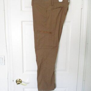 Wrangler Mens Flat Front Tan Nylon Stretch 6-Pocket Active Pant- Size 38W x 28L*